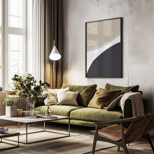 Tablou înramat „Beige And Black Organic Shapes” de uplusmestudio