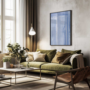Tablou înramat „Blue With Vertical Brushstrokes” de uplusmestudio