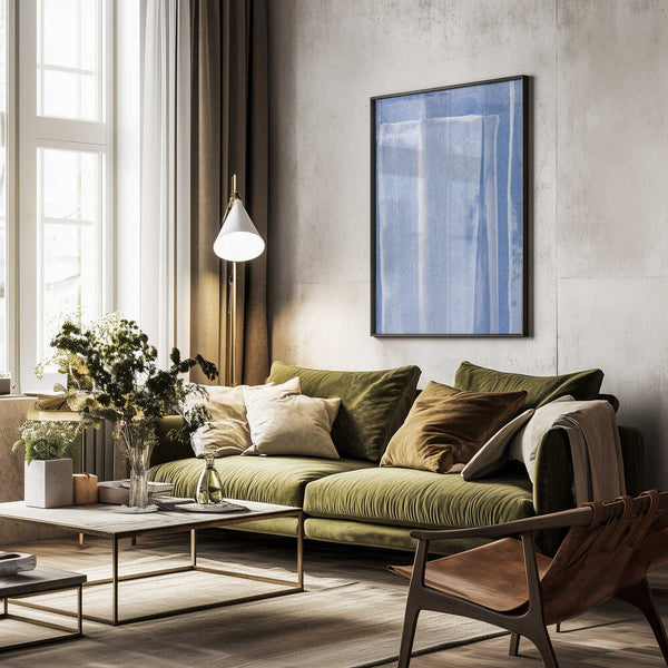 Tablou înramat „Blue With Vertical Brushstrokes” de uplusmestudio