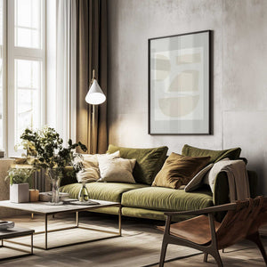 Tablou înramat „Geometric Shapes In A Monochrome Palette” de uplusmestudio