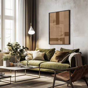 Tablou înramat „Sepia Geometric Flow” de THE MIUUS STUDIO