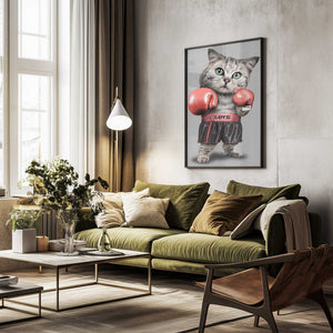 Tablou înramat „boxing cat” de Adam Lawless