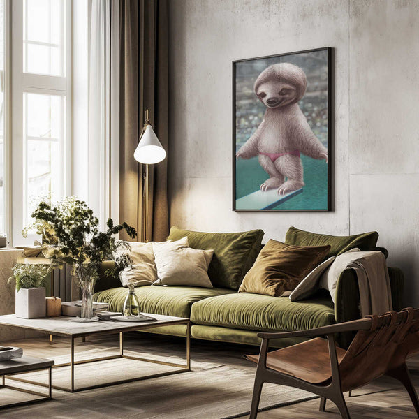 Tablou înramat „SLOTH THE DIVER” de Adam Lawless