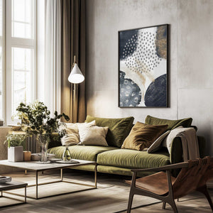 Tablou înramat „Abstract Black and Gold-3” de Sally Ann Moss