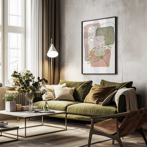 Tablou înramat „Delicate Pink and Green-2” de Sally Ann Moss