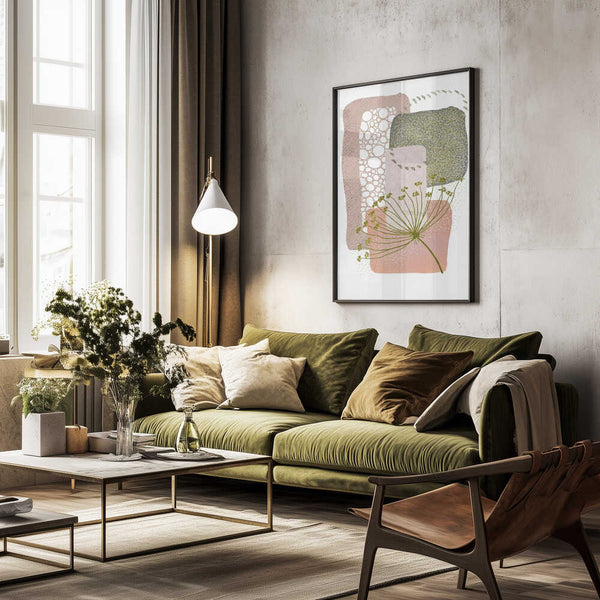 Tablou înramat „Delicate Pink and Green-2” de Sally Ann Moss