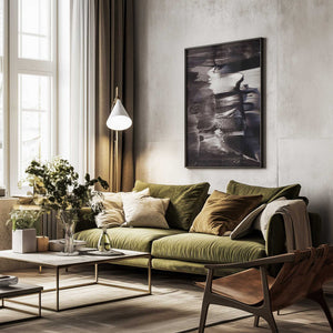 Tablou înramat „Monochrome Textures And Fluid Brushstrokes” de uplusmestudio