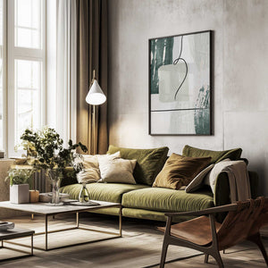 Tablou înramat „Abstract Shapes in Green-3” de Sally Ann Moss