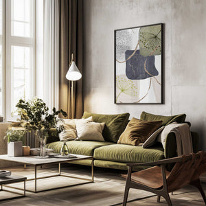 Tablou înramat „Green-Grey-3” de Sally Ann Moss