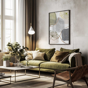 Tablou înramat „Green-Grey-1” de Sally Ann Moss