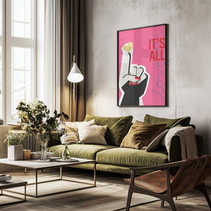 Tablou înramat „It's All Love Hand Pink” de Frances Collett