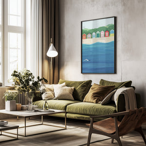 Tablou înramat „Beach Huts” de longwayhome