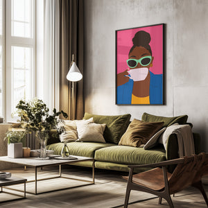 Tablou înramat „Women Drinking Coffee” de Carelle N'guessan