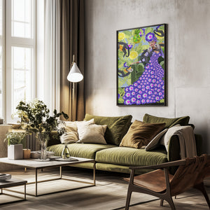 Tablou înramat „Frida in the Garden” de Lynnda Rakos