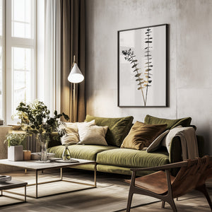 Tablou înramat „Eucalyptus Dark Gold” de Kubistika