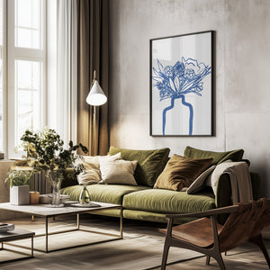 Tablou înramat „Blue Vase Bouquet” de Athene Fritsch