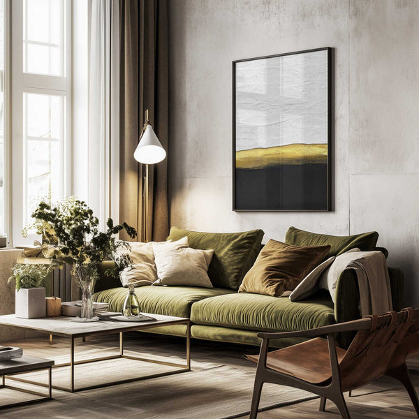 Tablou înramat „Black and White Golden Night” de Alyson Storms