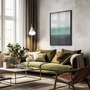 Tablou înramat „Crystal Rain Green” de Alyson Storms
