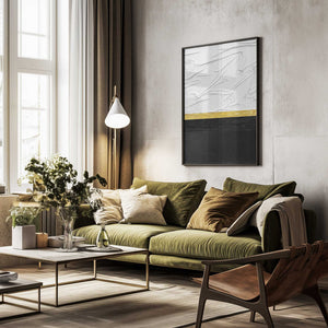 Tablou înramat „Fabric Gold and Black” de Alyson Storms