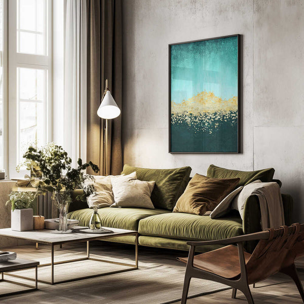 Tablou înramat „Golden Dawn Teal” de Alyson Storms