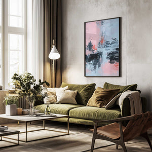 Tablou înramat „Pink and Grey Abstract 2” de Alyson Storms