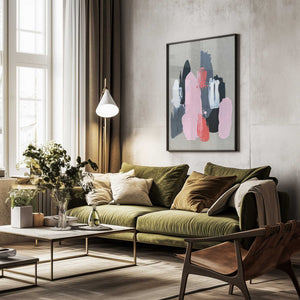 Tablou înramat „Pink Black and Grey 1” de Alyson Storms