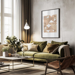 Tablou înramat „Beige Geometric Art” de Melloi Art Prints
