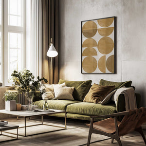 Tablou înramat „Golden Geometric Rhythm” de THE MIUUS STUDIO