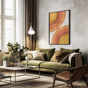 Tablou înramat „Retro Sunburst Waves” de THE MIUUS STUDIO