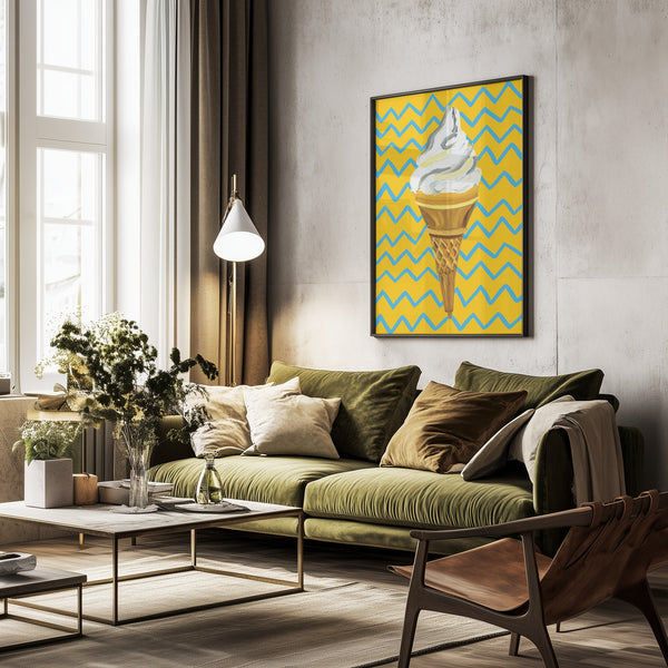 Tablou înramat „Ice Cream Yellow Zigzag” de Alice Straker