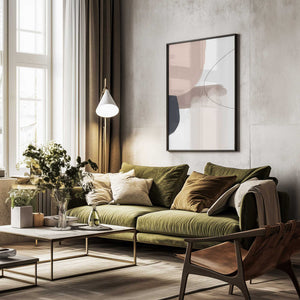 Tablou înramat „Abstract Beige Black Art” de Melloi Art Prints