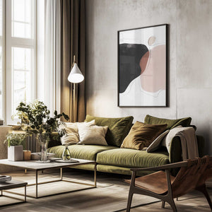 Tablou înramat „Black Pink Abstract Art” de Melloi Art Prints