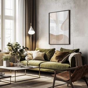 Tablou înramat „Abstract Earth Tones with Organic Lines” de Melloi Art Prints