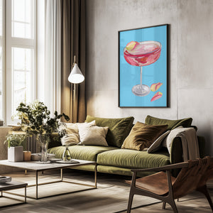 Tablou înramat „Sparkling Rose Gin Cocktail” de Alice Straker