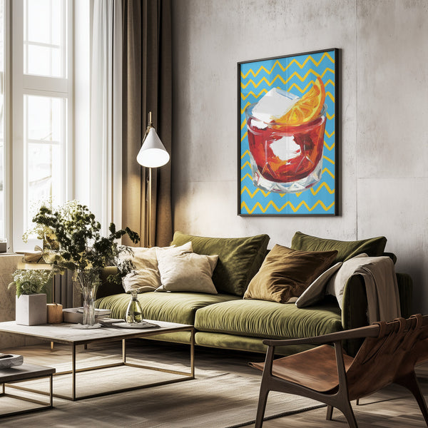 Tablou înramat „Negroni Blue” de Alice Straker