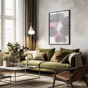 Tablou înramat „Gray Pink Circles Ii” de Louise van Terheijden
