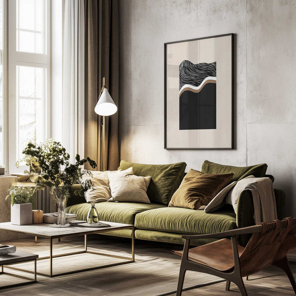 Tablou înramat „Monochrome Waves” de Elena Ristova