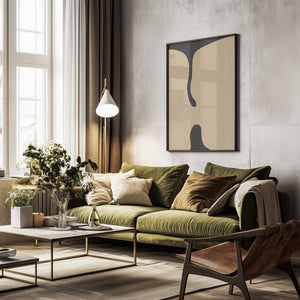 Tablou înramat „Graphic Beige Shapes Art” de Elena Ristova
