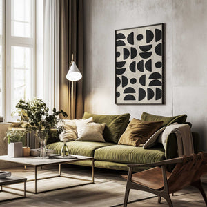 Tablou înramat „Geometric Semi Circles Pattern” de Elena Ristova