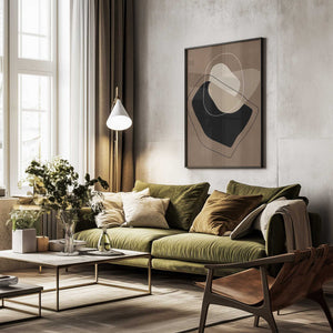 Tablou înramat „Layered Organic Shapes in Neutral Tones” de Elena Ristova