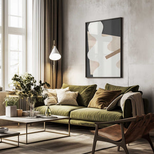 Tablou înramat „Beige Graphic Curves Art” de Elena Ristova