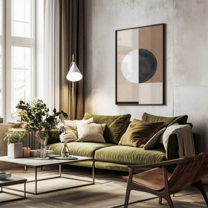 Tablou înramat „Geometric Shapes with a Central Circle” de Elena Ristova