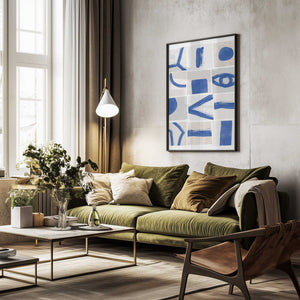 Tablou înramat „Minimalist Blue Brushstrokes” de Elena Ristova