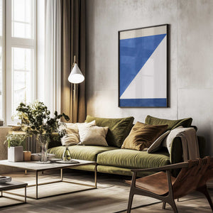 Tablou înramat „Blue Geometric Play” de Elena Ristova