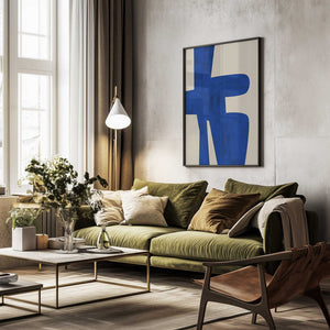 Tablou înramat „Blue Harmony Shape” de Elena Ristova