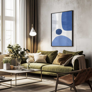 Tablou înramat „Blue Harmony Shapes” de Elena Ristova