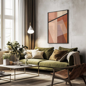 Tablou înramat „Geometric Shapes And Warm Earth Tones” de Elena Ristova