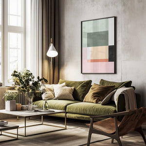 Tablou înramat „Abstract Composition With Geometric Shapes” de Elena Ristova