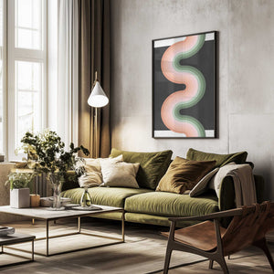Tablou înramat „Wavy Pattern With Layered Pastel Tones” de Elena Ristova