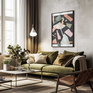 Tablou înramat „Geometric Shapes And Pastel Colors” de Elena Ristova
